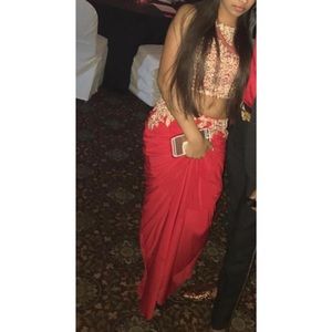 2 Piece Red Prom Dress